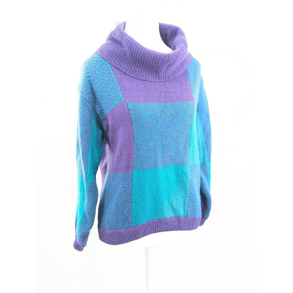 Private Party Vintage Sweater Silk Angora Lambswool Purple Cowl Neck Size Small